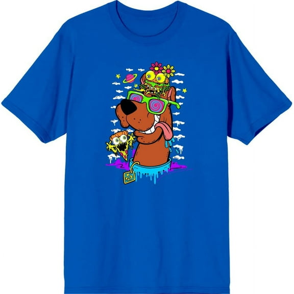 Scooby-Doo Dog With Shades Men's Blue Crew Neck Short Sleeve Tee-3XL