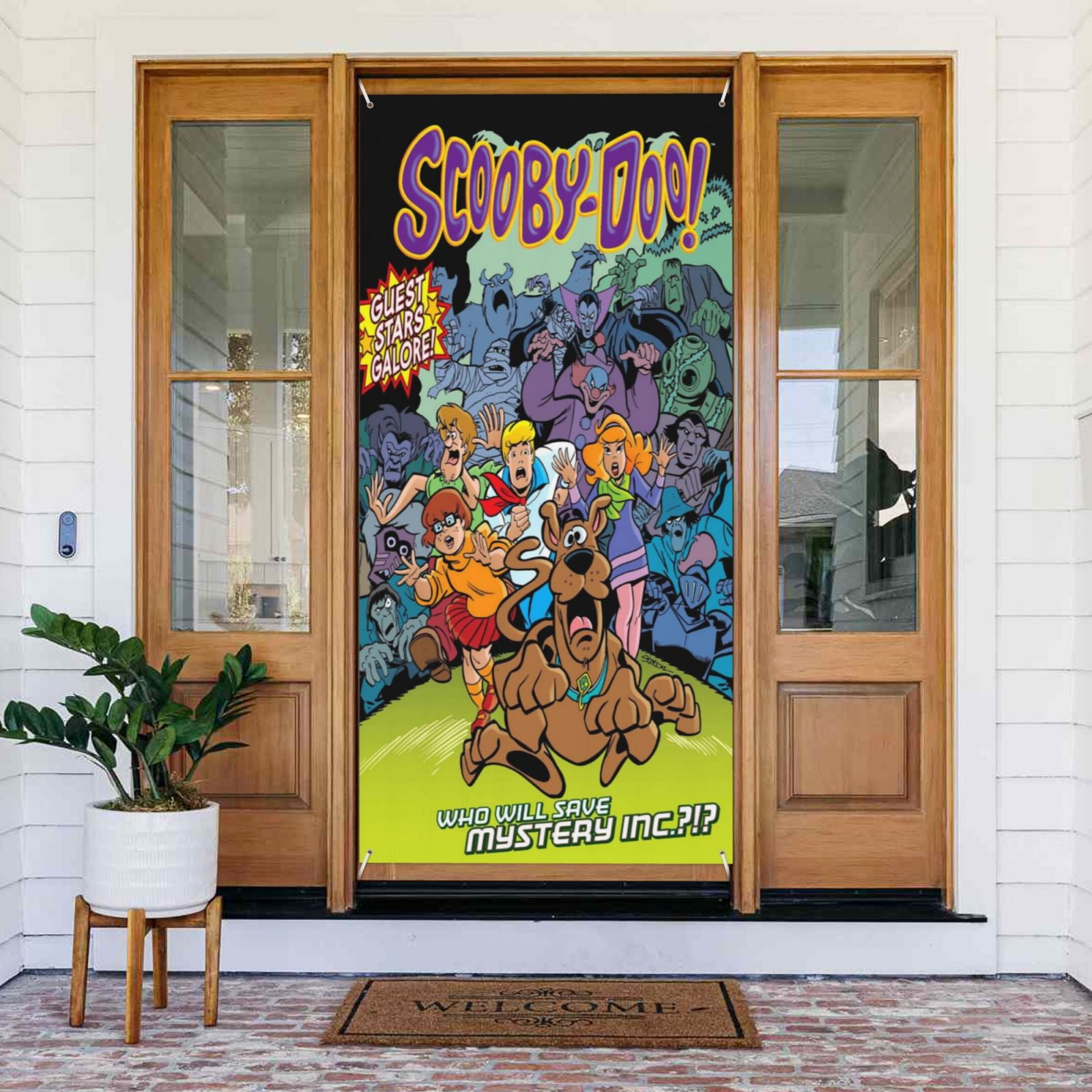 Scooby Doo Door Cover Decorations Door Banner Porch Sign Banner For Indoor Outdoor Wall Home Party Supplies 72.8 x 35.4 Inch