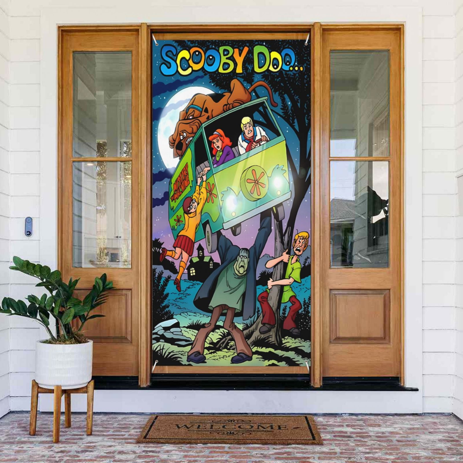 Scooby Doo Door Cover Decorations Door Banner Porch Sign Banner For Indoor Outdoor Wall Home Party Supplies 72.8 x 35.4 Inch