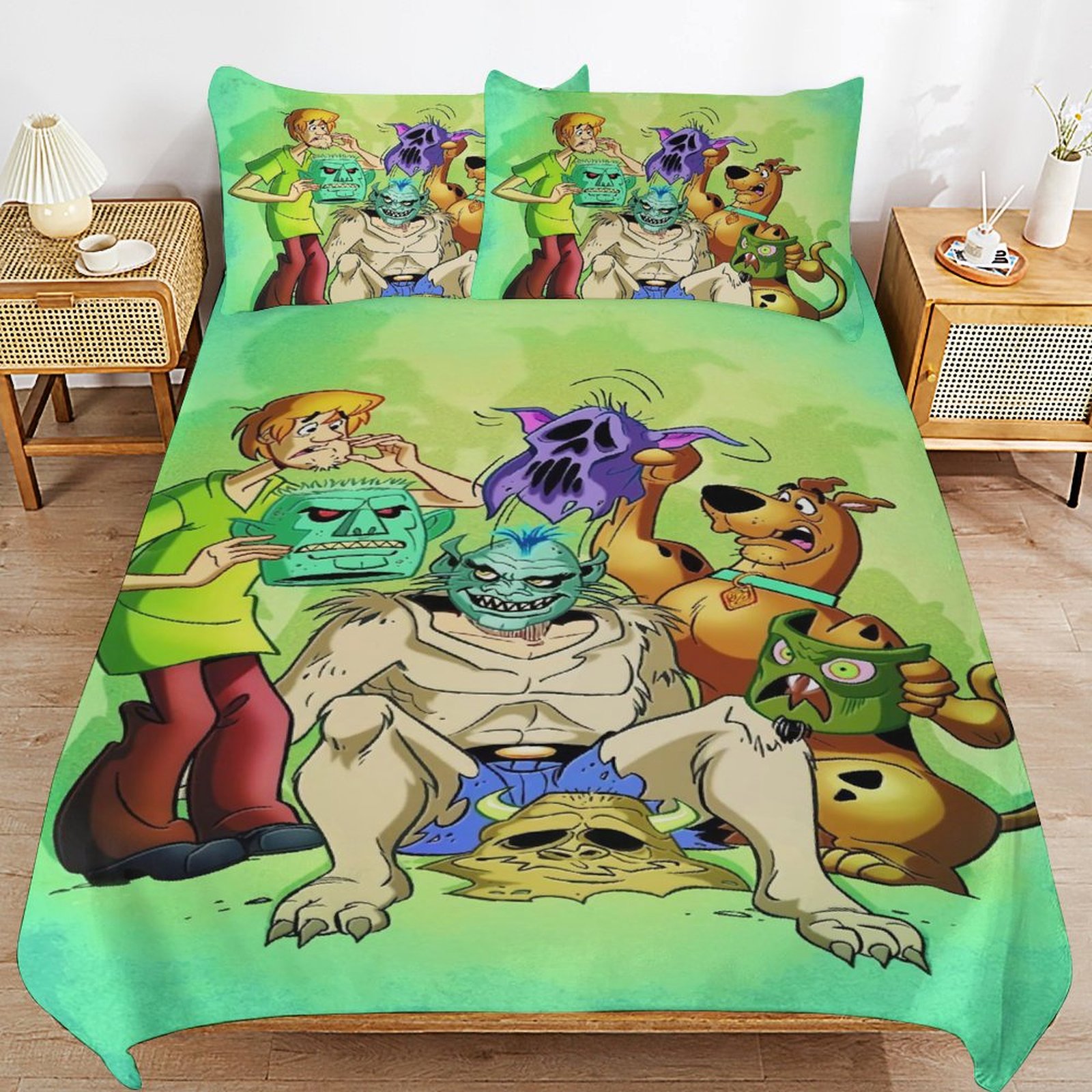 Scooby Doo Duvet Cover 3 Pcs Set Cute Kids Comforter Cover with 2 ...