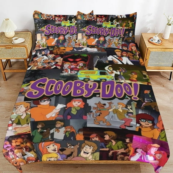 Scooby Doo Duvet Cover 3 Pcs Set Cute Kids Comforter Cover with 2 Pillowcases Luxury Soft Bedding Bedroom Decor for Teens Boys Girls, 86"x70"
