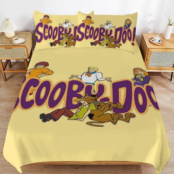 Scooby Doo Duvet Cover 3 Pcs Set Cute Kids Comforter Cover with 2 Pillowcases Luxury Soft Bedding Bedroom Decor for Teens Boys Girls, 86"x70"