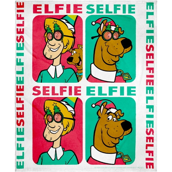 Scooby Doo Elfie Selfie Scooby and Shaggy Christmas Silk Touch Throw Blanket