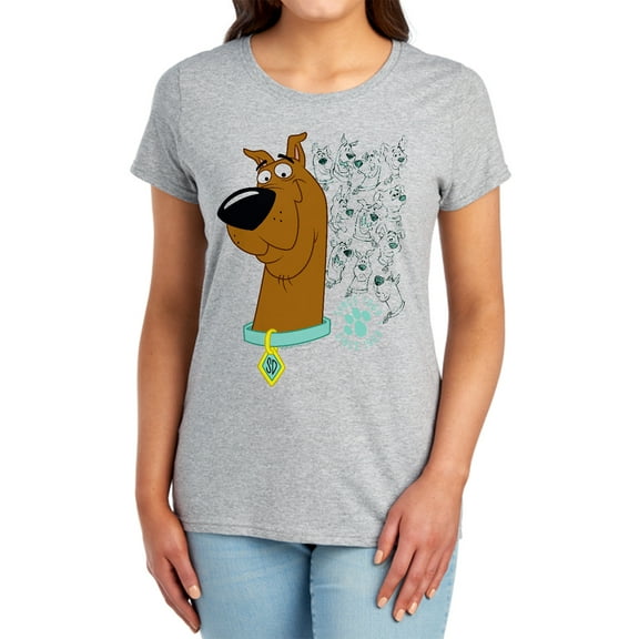 Scooby Doo Evolution of Scooby Doo Women's T Shirt, Athletic Heather, Small