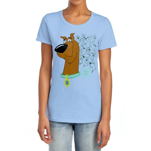Scooby Doo Evolution of Scooby Doo Women's T Shirt, Light Blue, Medium