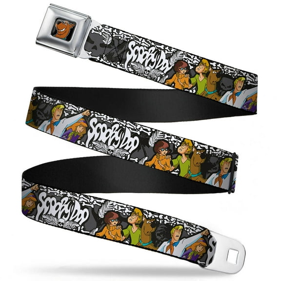 Scooby Doo Face Full Color Black Scooby Doo Group Pose Bones Webbing Seatbelt Belt Kids