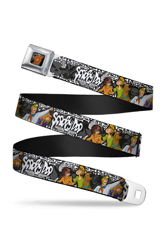 Scooby Doo Face Full Color Black Scooby Doo Group Pose Bones Webbing Seatbelt Belt Kids