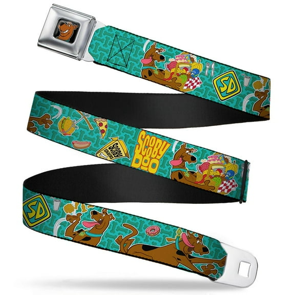 Scooby Doo Face Full Color Black Scooby Doo & Snacks Bone Monogram Blues Seatbelt Belt Standard