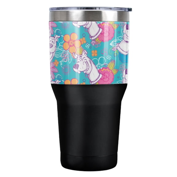 Scooby Doo Flower Pattern Stainless Steel Tumbler 30 oz Coffee Travel Cup, Vacuum Insulated & Double Wall with Leakproof Sliding Lid