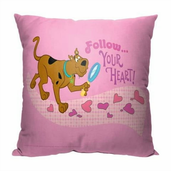 Scooby Doo Follow Your Heart Warner Bros Kids Pillow, 18 x 18 inches Pink