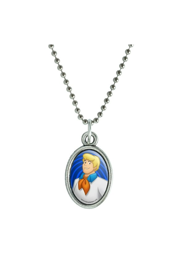 Scooby-Doo Fred Character Antiqued Oval Charm Pendant with Chain