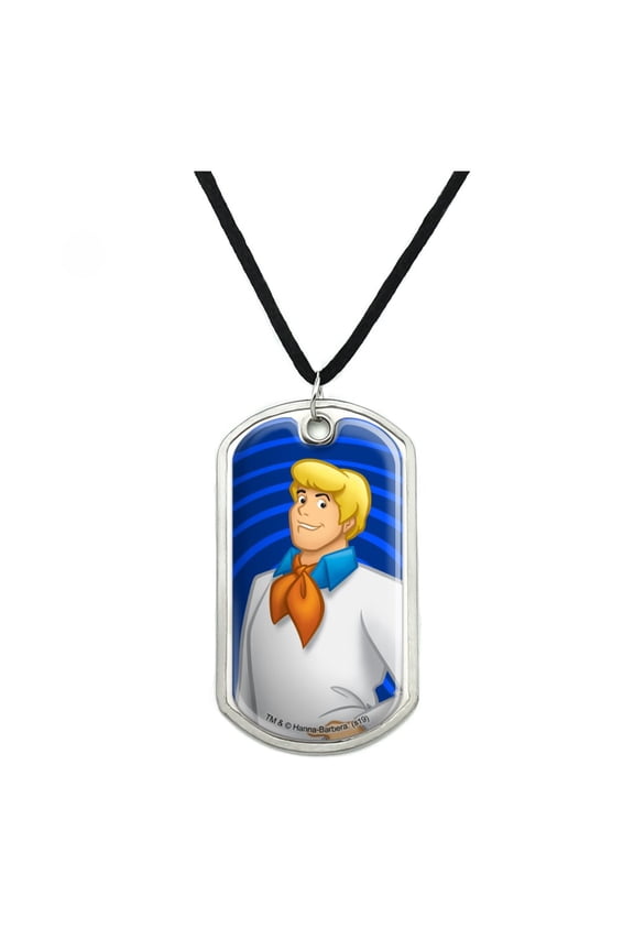 Scooby-Doo Fred Character Military Dog Tag Pendant Necklace with Cord