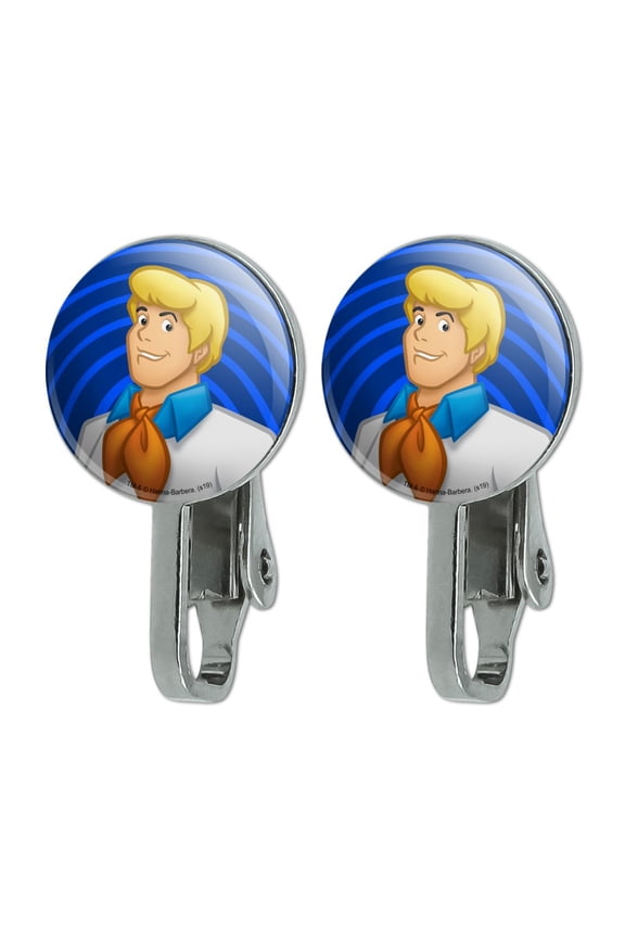 Scooby-Doo Fred Character Novelty Clip-On Stud Earrings