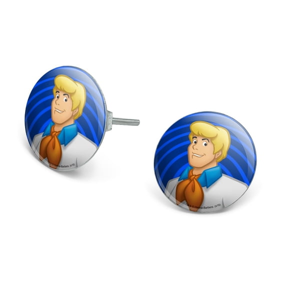 Scooby-Doo Fred Character Novelty Silver Plated Stud Earrings