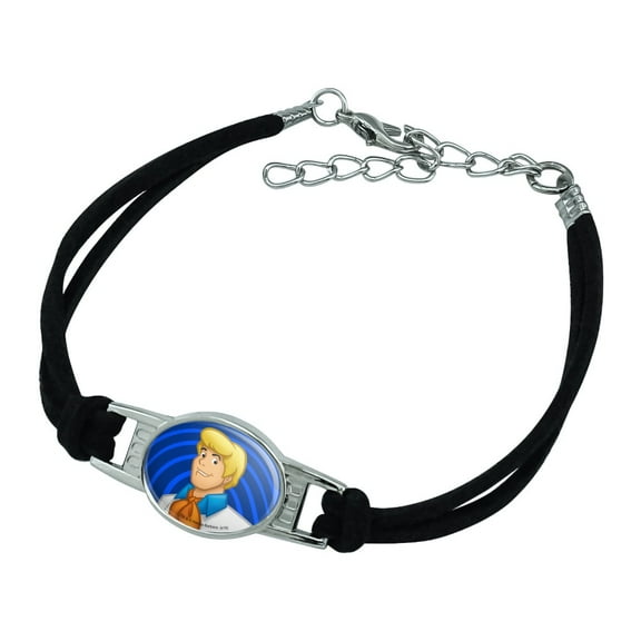 Scooby-Doo Fred Character Novelty Suede Leather Metal Bracelet