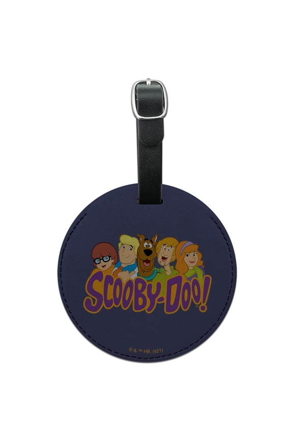 Scooby-Doo Gang Round Leather Luggage Card Suitcase Carry-On ID Tag