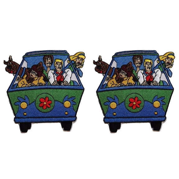 Scooby-Doo & Gang in Mystery Machine 4" Tall Embroidered Patch Set of 2