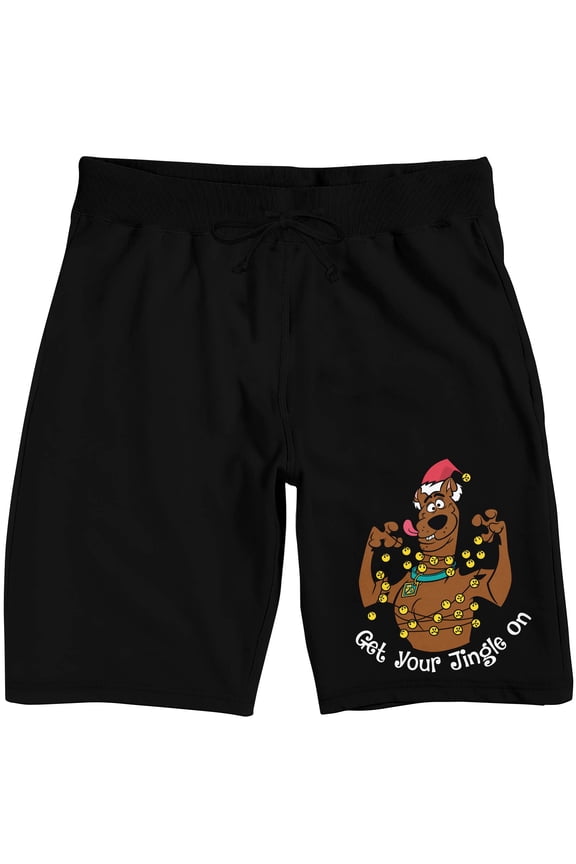 Scooby Doo Get Your Jingle On Men's Black Sleep Pajama Shorts-Medium