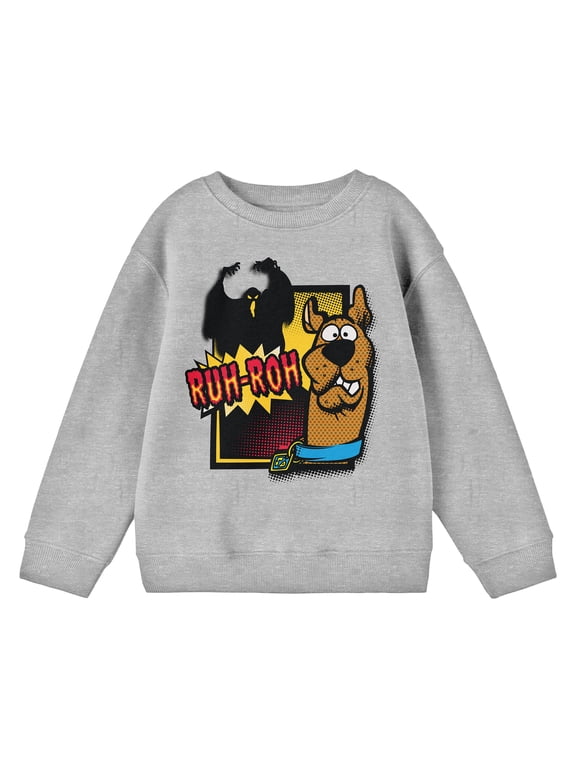 Scooby Doo Ghost Ruh-Roh Boy's Athletic Heather Sweater-M