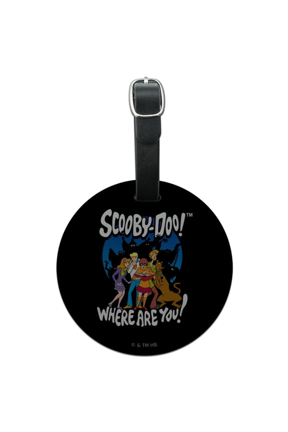 Scooby-Doo Ghost Silhouettes Round Leather Luggage Card Suitcase Carry-On ID Tag