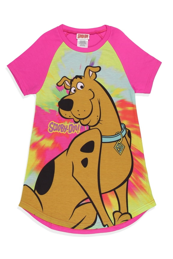Scooby-Doo Girls' Classic Character Tie-Dye Nightgown Sleep Pajama Shirt