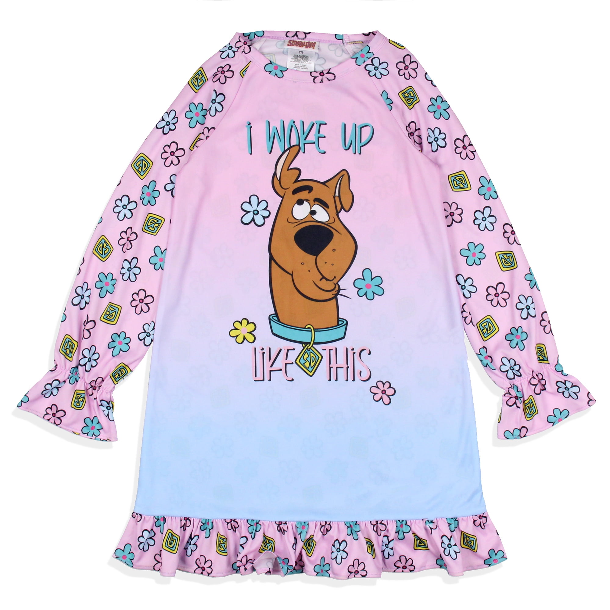 Scooby Doo Girls I Woke Up Like This Flower Sleep Pajama Dress Nightgown