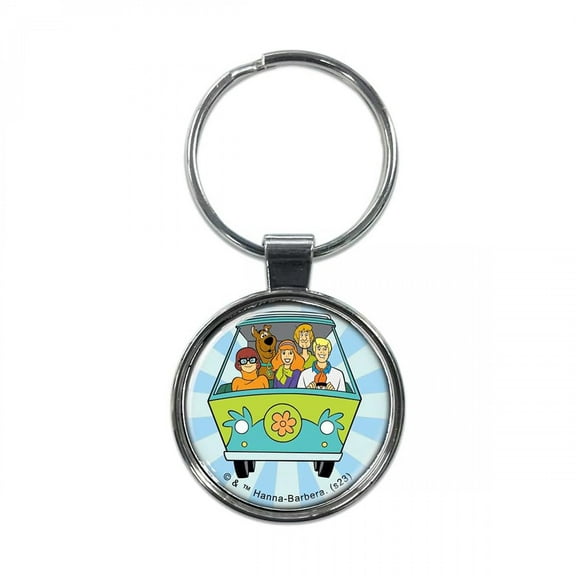 Ata-Boy Scooby Doo, Fred, Shaggy, Velma, Daphne in Van 1.5" Fob Keychain for Keys, Backpack Pulls and More