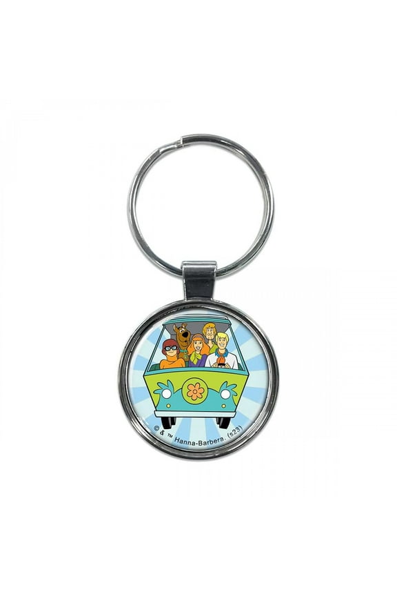 Ata-Boy Scooby Doo, Fred, Shaggy, Velma, Daphne in Van 1.5" Fob Keychain for Keys, Backpack Pulls and More