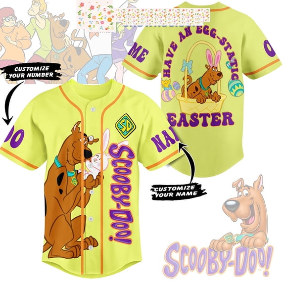 Scooby-Doo Have An Egg Static Easter Personalized Baseball Jersey