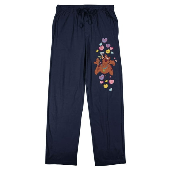Scooby Doo Hearts Men's Black Graphic Drawstring Sleep Pants -Medium