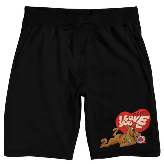 Scooby Doo I Love You Men's Black Sleep Pajama Shorts-Large