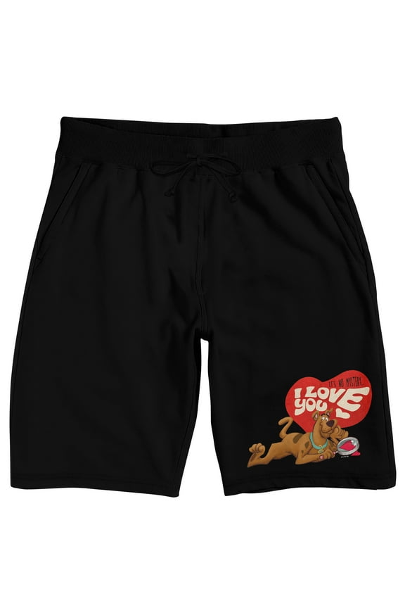 Scooby Doo I Love You Men's Black Sleep Pajama Shorts-Medium