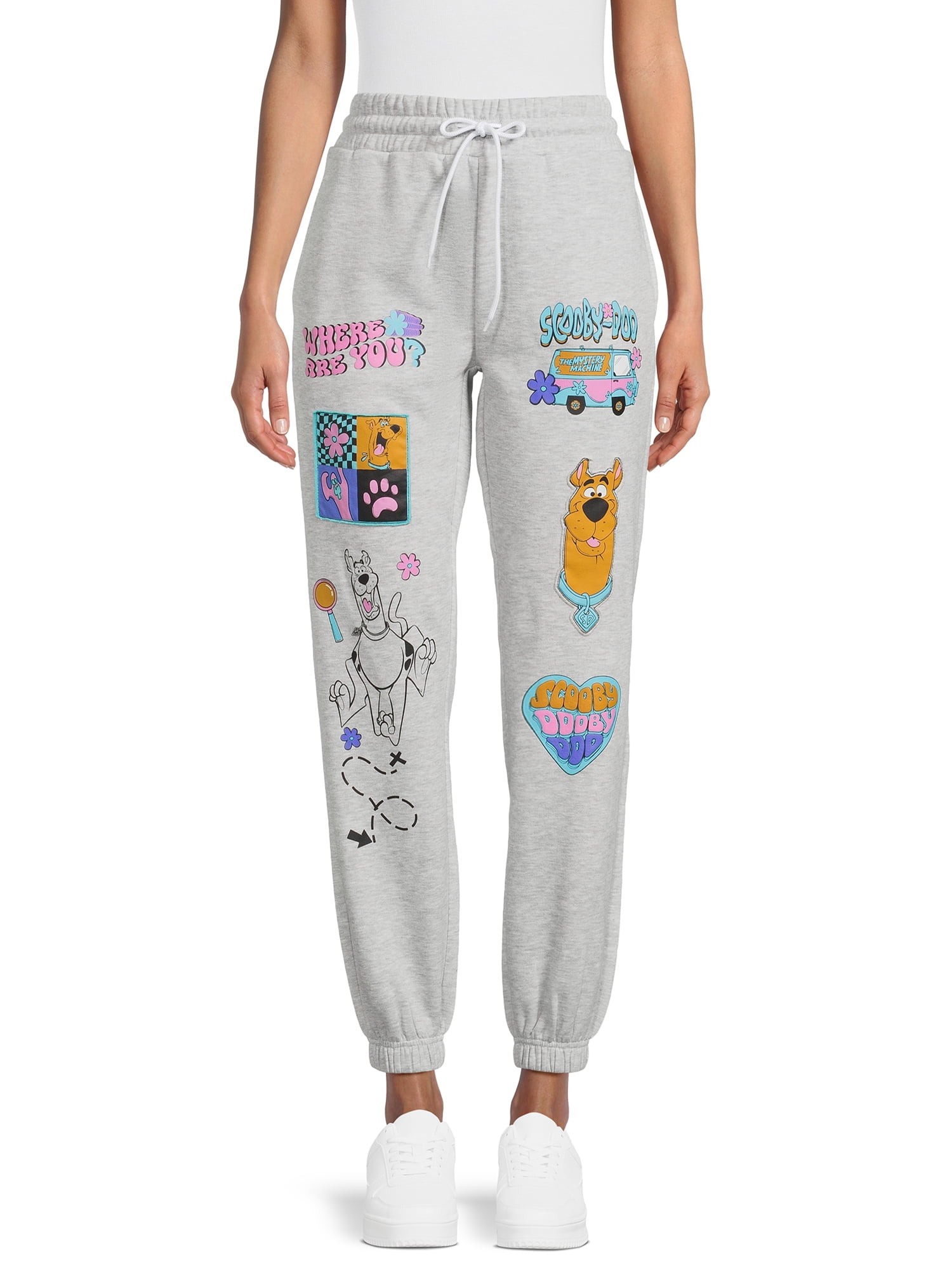 Scooby-Doo Juniors Graphic Patches Jogger Pants, 28” Inseam, XS-XXXL