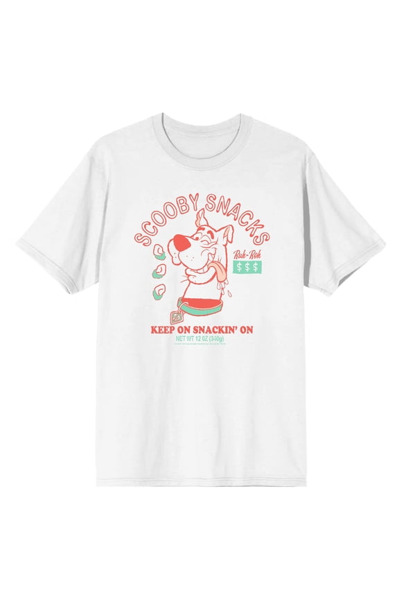 Scooby-Doo Keep On Snackin' Men's White Crew Neck Short Sleeve Tee-Large