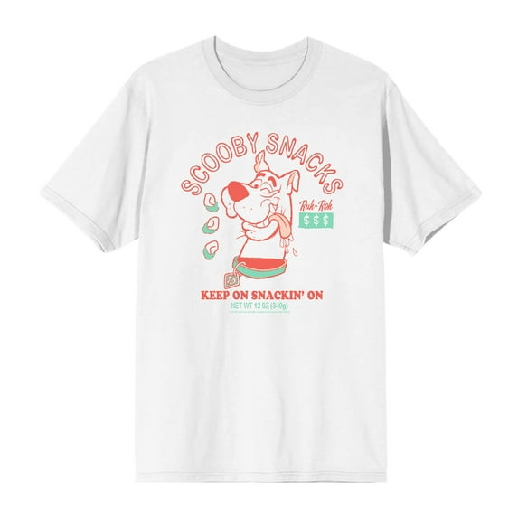 Scooby-Doo Keep On Snackin' Men's White Crew Neck Short Sleeve Tee-Small