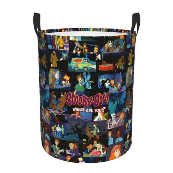 Scooby Doo Laundry Hamper With Handle Funny Waterproof Foldable Circular Storage Bin Toys Clothes Round Organizer Basket for Bedroom Bathroom Home Kids Small