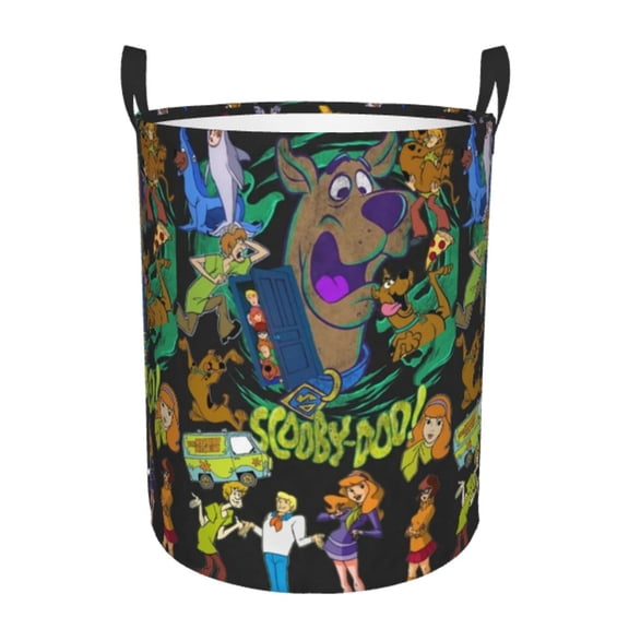 Scooby Doo Laundry Hamper With Handle Funny Waterproof Foldable Circular Storage Bin Toys Clothes Round Organizer Basket for Bedroom Bathroom Home Kids Small