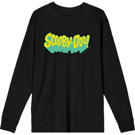 Scooby-Doo Logo Title Adult Black Crew Neck Long Sleeve Tee-Medium