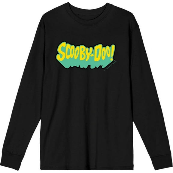 Scooby-Doo Logo Title Adult Black Crew Neck Long Sleeve Tee-Small