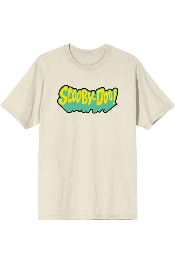 Scooby-Doo Logo Title Men's Natural Crew Neck Short Sleeve Tee-XL