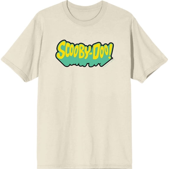 Scooby-Doo Logo Title Men's Natural Crew Neck Short Sleeve Tee-XXL