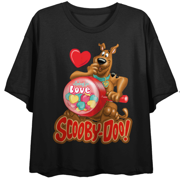 Scooby Doo Looking for Love Women's Black Graphic Crop Tee-XS
