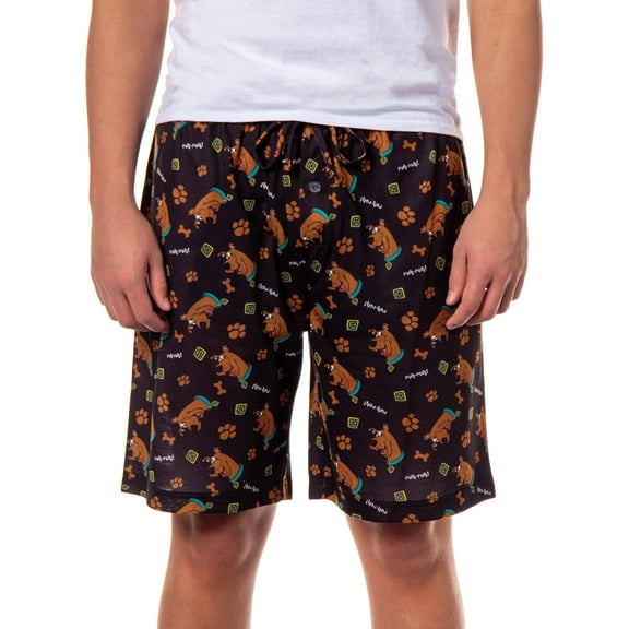Scooby-Doo Lounge Bottoms Men's Ruh-Roh! Dog Tag All-Over Print Sleep Pajama Shorts
