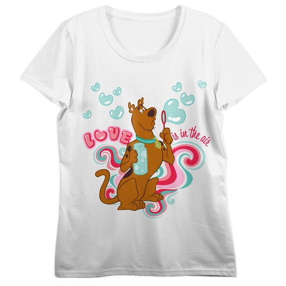 Scooby Doo Love Is In The Air Crew Neck Short Sleeve Women's White T-shirt-XXL