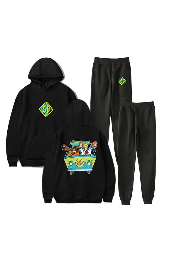 Scooby Doo Men/Women Fall Suit Hoodies Sportswear Hooded Ankle Banded Pant Two Piece Set