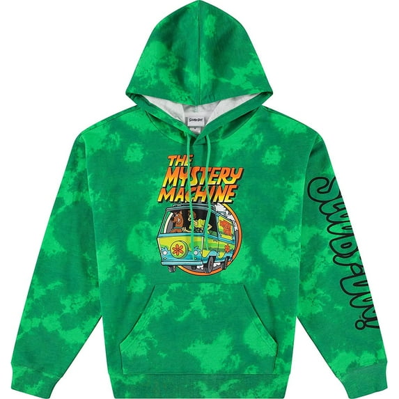 Scooby Doo Mens Throwback Hoodie, Shaggy, Velma Tie Dye Sweatshirt - Throwback Classic Tie Dye Hoodie Sweatshirt Green Dye, Small