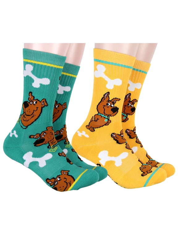Scooby Doo Men's Socks Scrappy And Scooby 2 Pack Athletic Adult Crew Socks