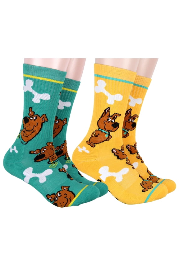 Scooby Doo Men's Socks Scrappy And Scooby 2 Pack Athletic Adult Crew Socks