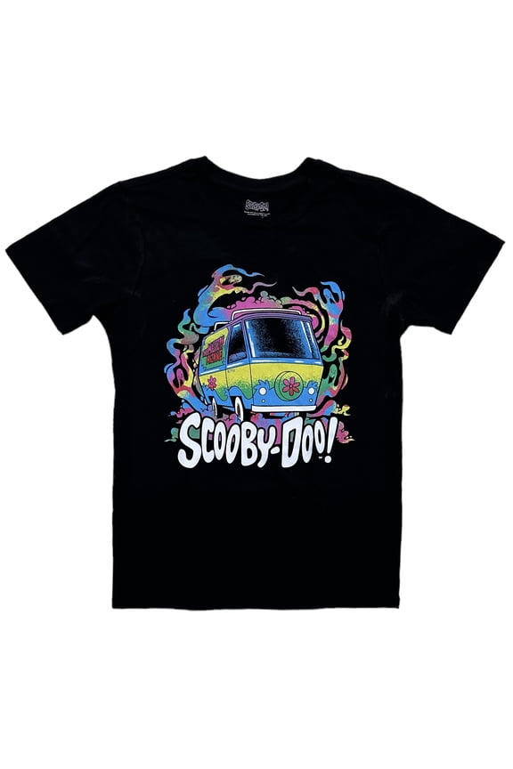 Scooby Doo Men's T-Shirt Genuine Merch Mystery Machine Van Graphic Black Tee (Small, Black)