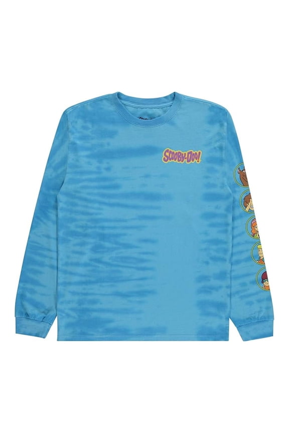 Men's Long Sleeve Shirt, Classic Cartoon Scooby Doo Shirt Blue Tie Dye – S